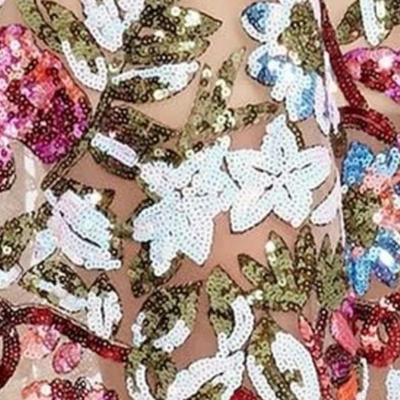 Dress The Population Uma Sequin Floral Cocktail Dress- NWOT - Picture 3 of 4
